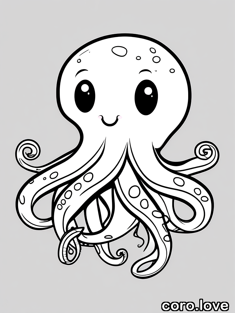 octopus coloring page - Cute Octopus