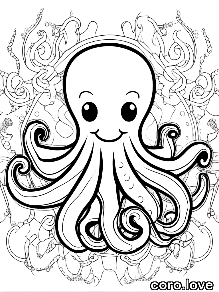 octopus coloring page - Octopus