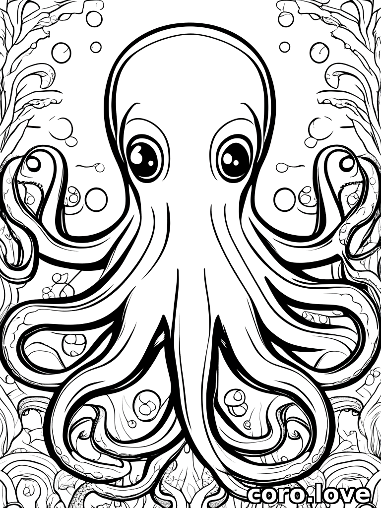 octopus coloring page - Octopus