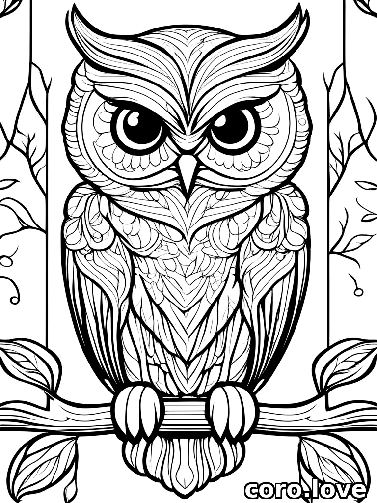 owl coloring page - Cute Owl