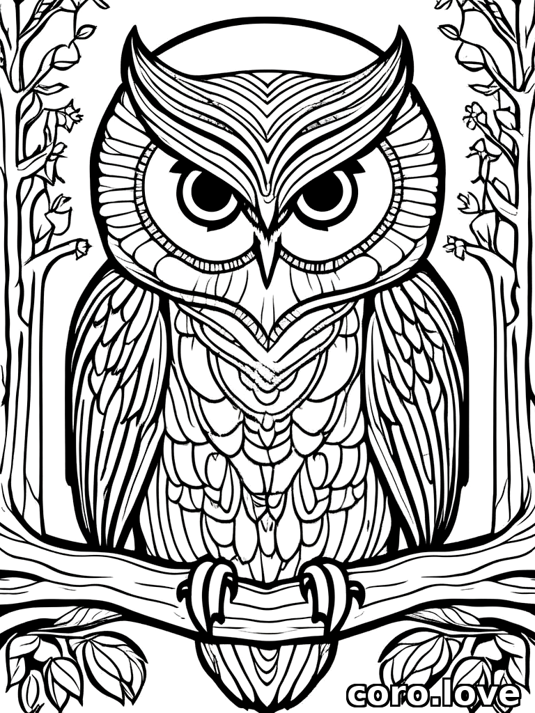 owl coloring page - Owl