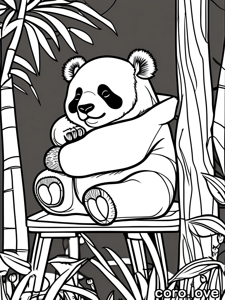 panda coloring page - Adorable Panda