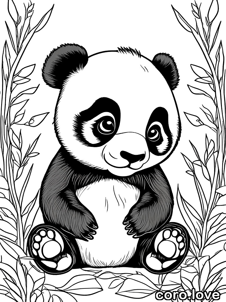 panda coloring page - Cute Panda