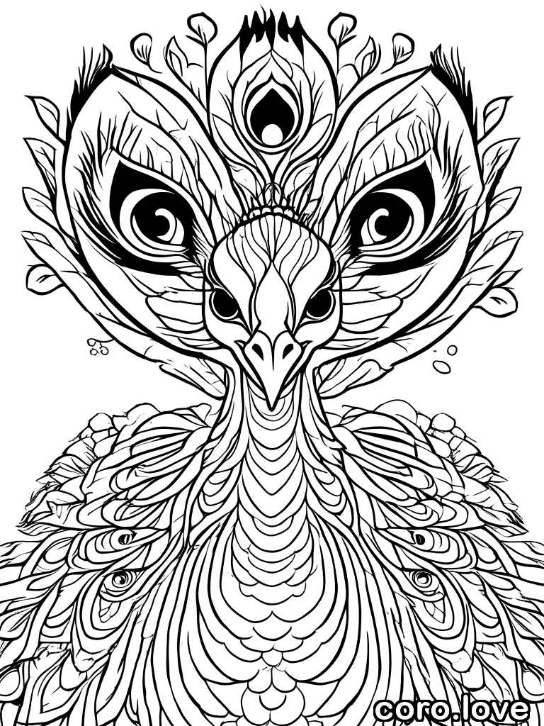 peacock coloring page - Cute Peacock