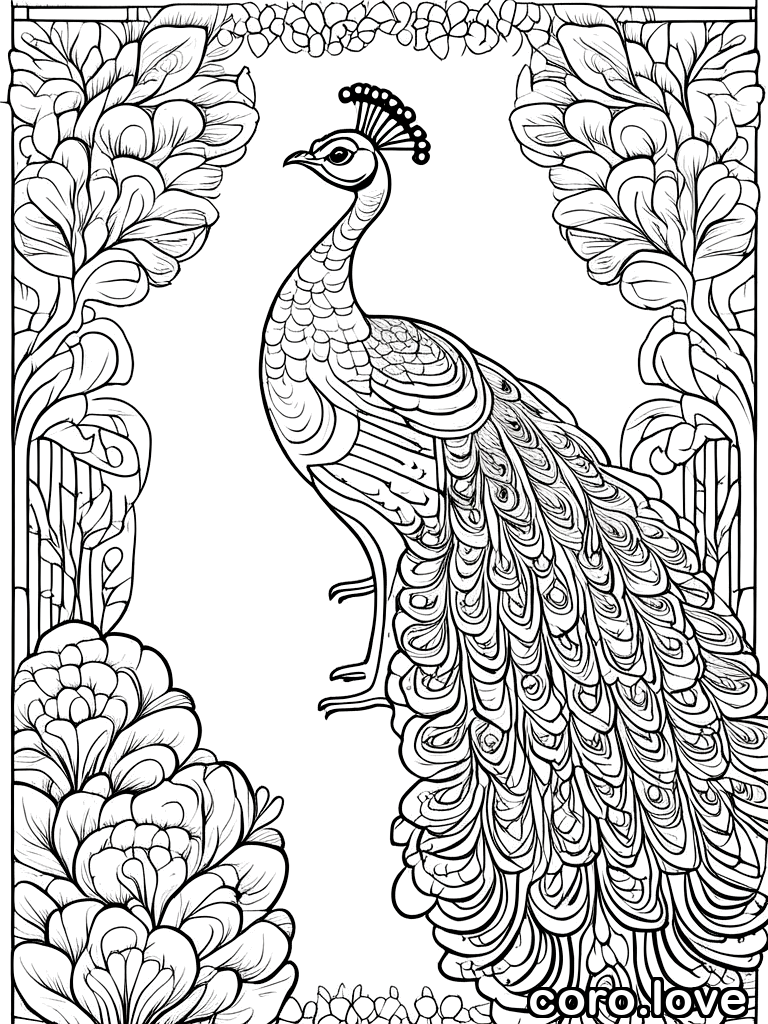 peacock coloring page - Peacock