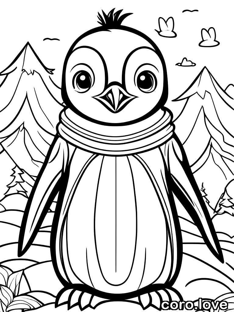 penguin coloring page - Cute Penguin