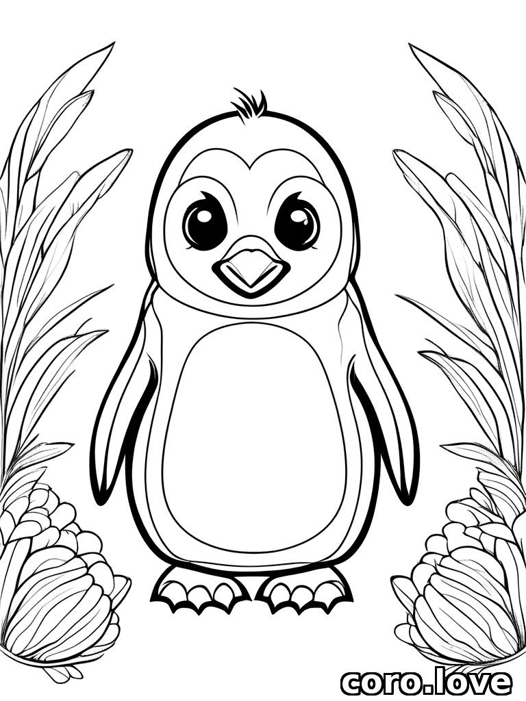 penguin coloring page - Cute Penguin