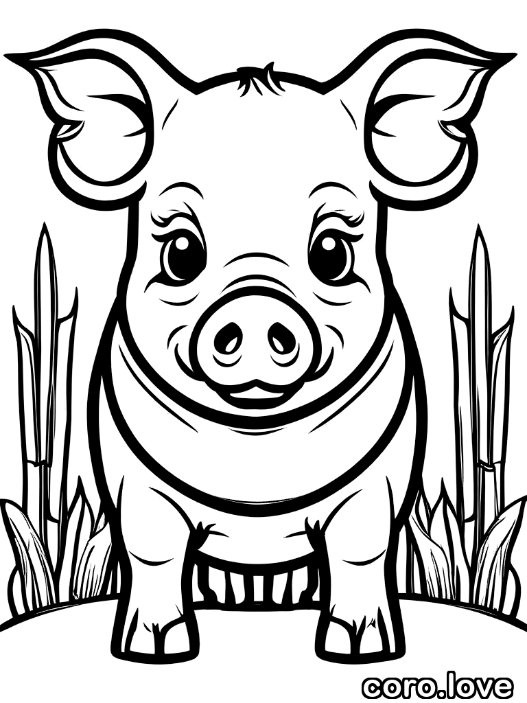 pig coloring page - Cute Pig