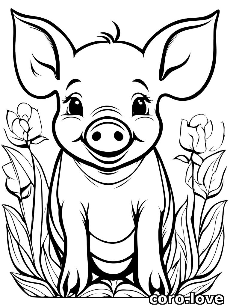 pig coloring page - Happy Pig