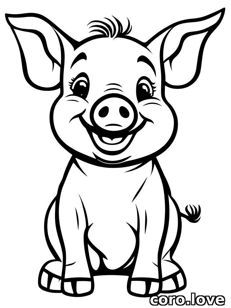 pig coloring page - Happy Pig