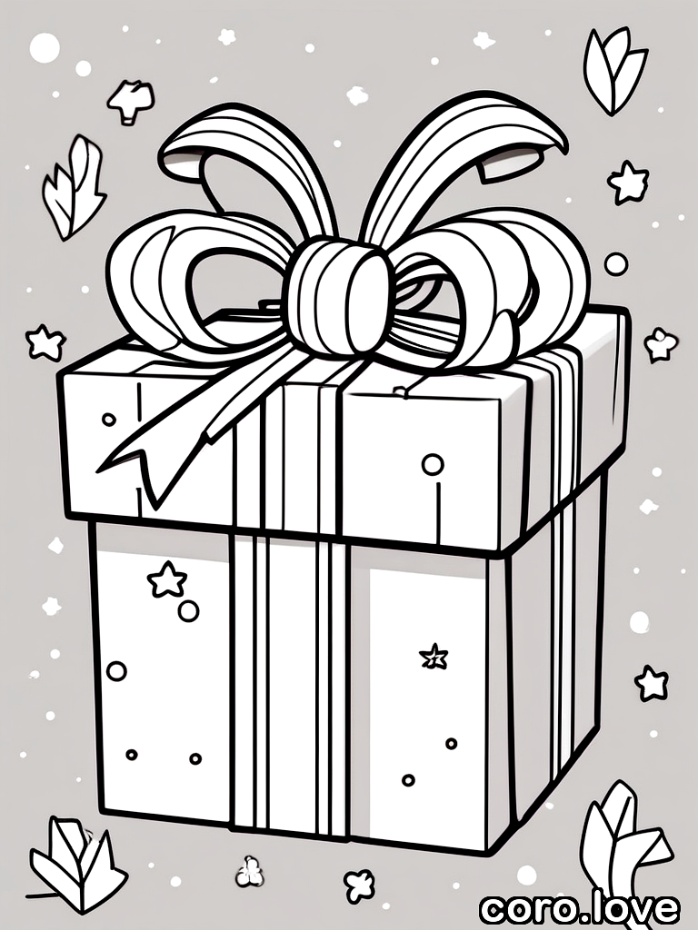 present coloring page - Kawaii Present