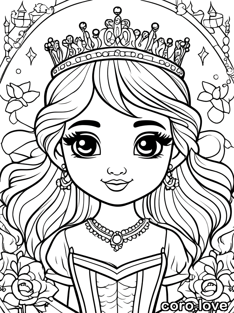 princess coloring page - Cute Princess