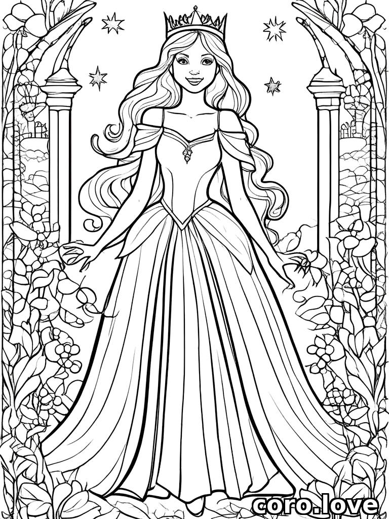 Free Princess coloring page for printing
