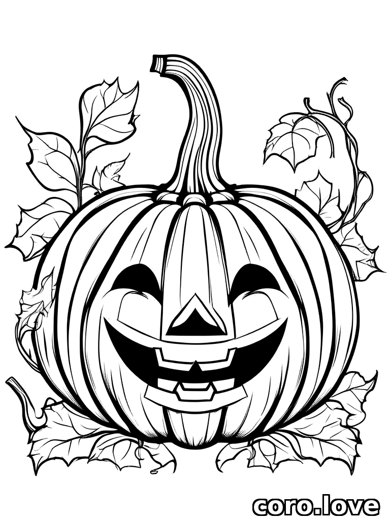 pumpkin coloring page - Happy Pumpkin