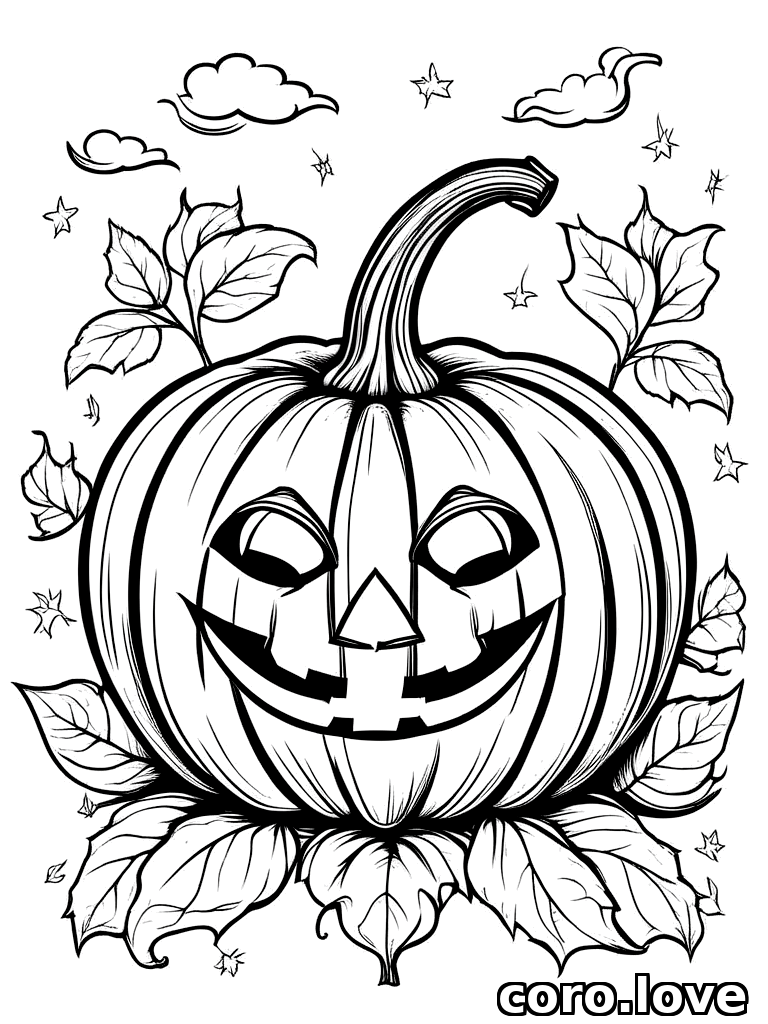 pumpkin coloring page - Happy Pumpkin