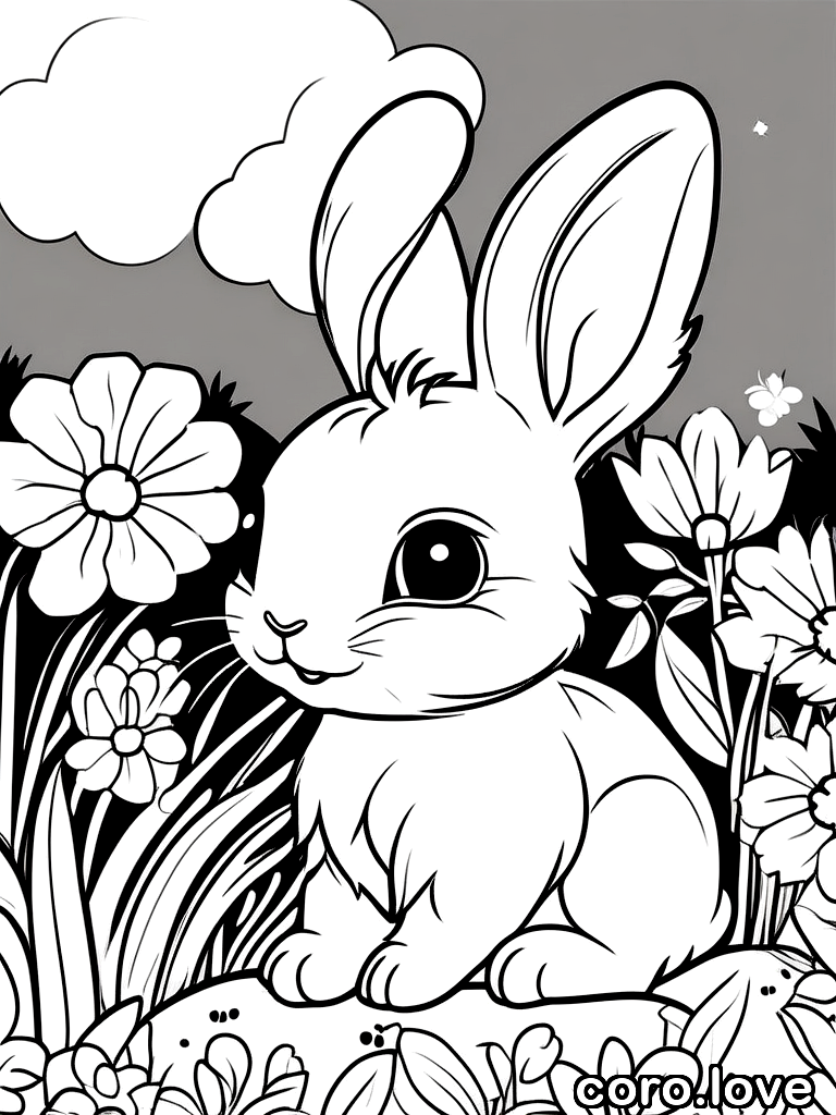 rabbit coloring page - Adorable Rabbit