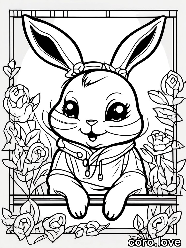 rabbit coloring page - Cute Rabbit