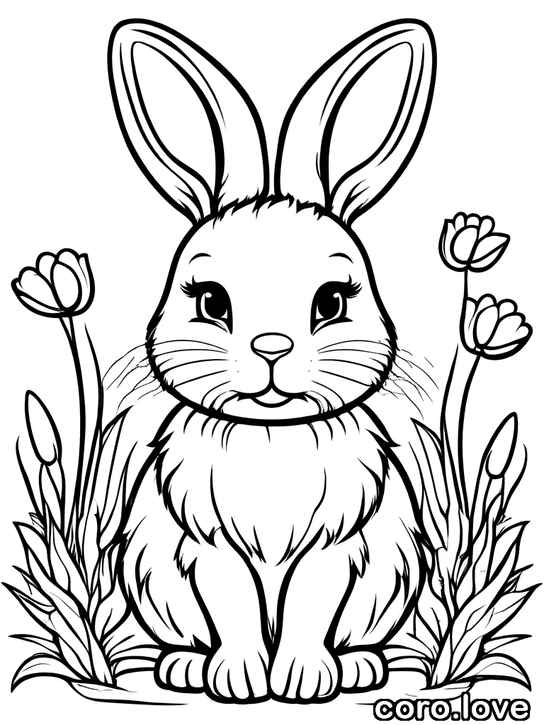 rabbit coloring page - Fluffy Rabbit