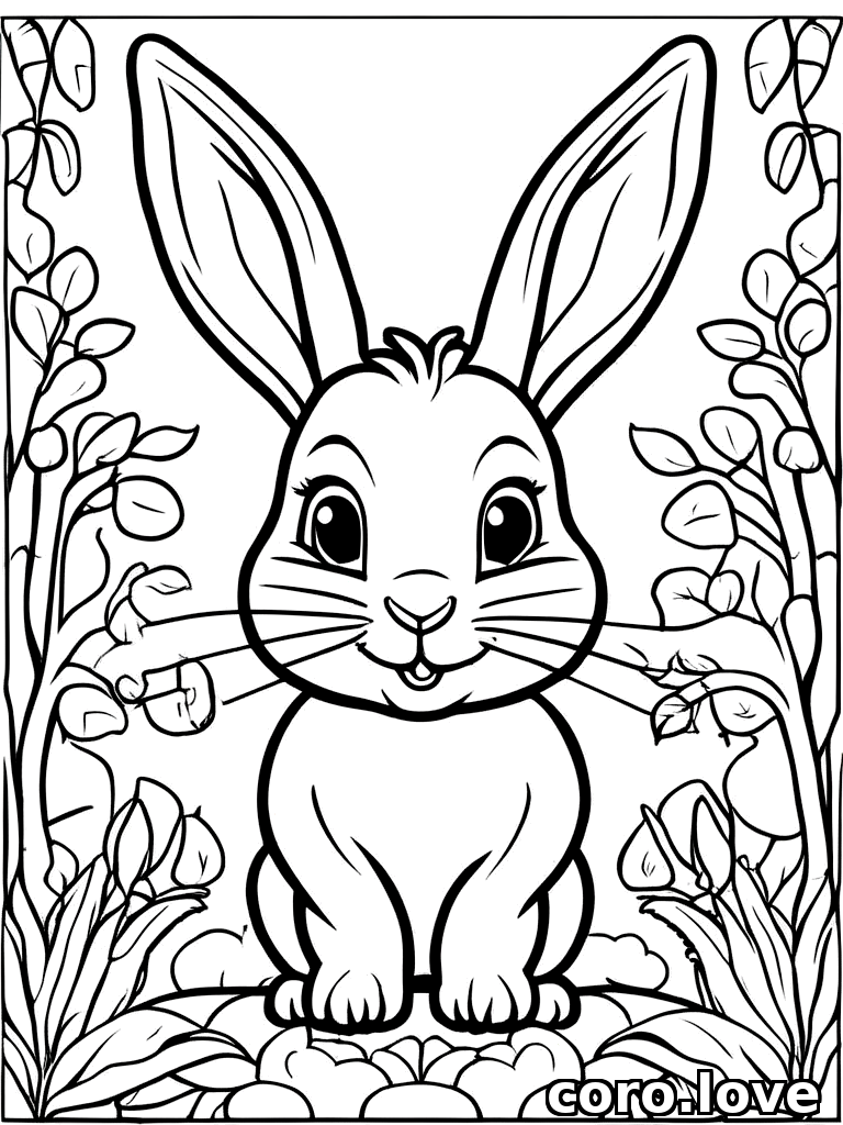 hopping rabbit, friendly face, ColoringBookAF, coloring book, isolated on white, simple minimal design, no decorations, no borders