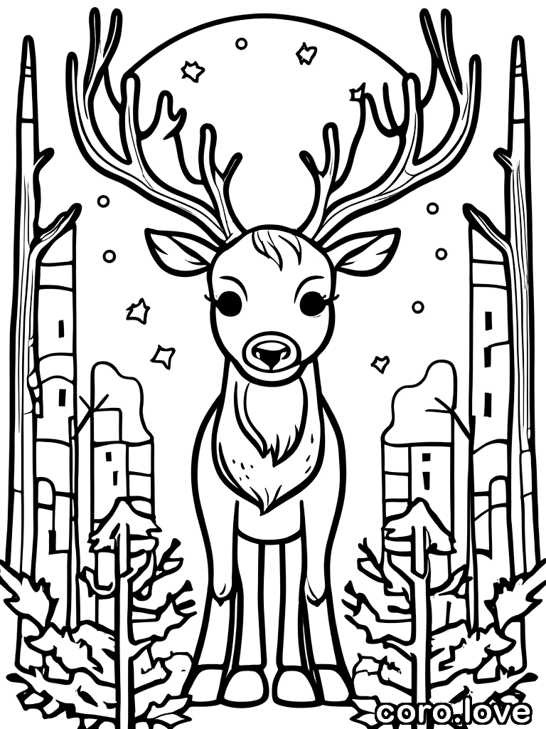 reindeer coloring page - Cute Reindeer