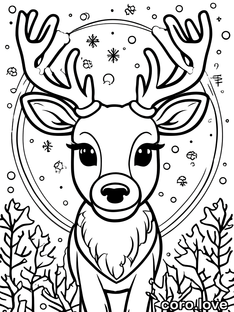 reindeer coloring page - Cute Reindeer