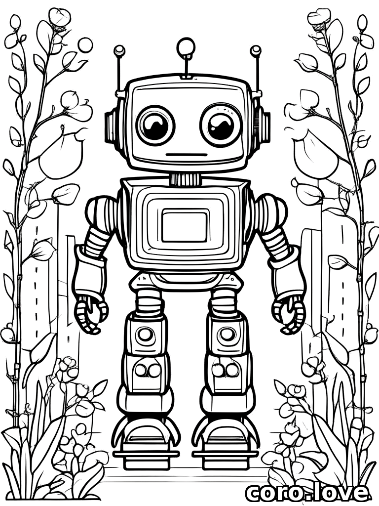 cute robot, ColoringBookAF, coloring book, isolated on white, simple minimal design, no decorations, no borders