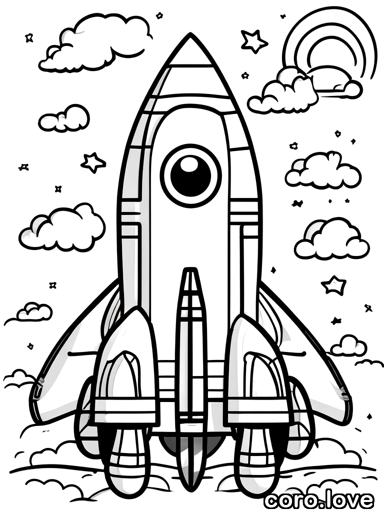 rocket coloring page - Cute Rocket