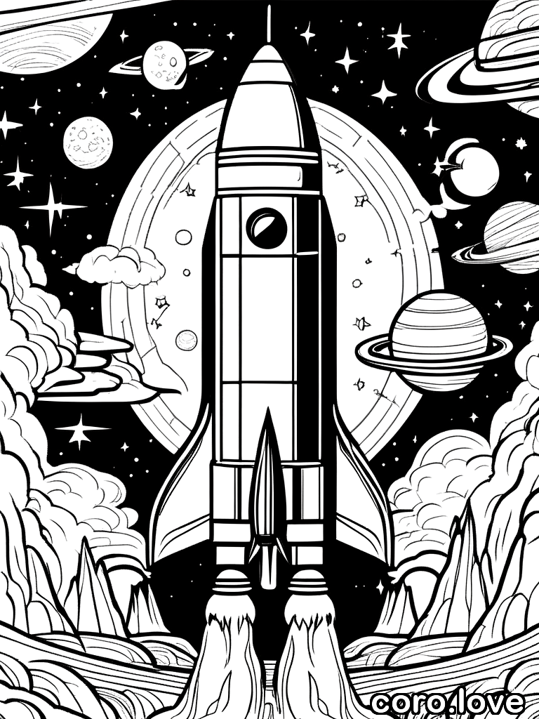 rocket coloring page - Rocket