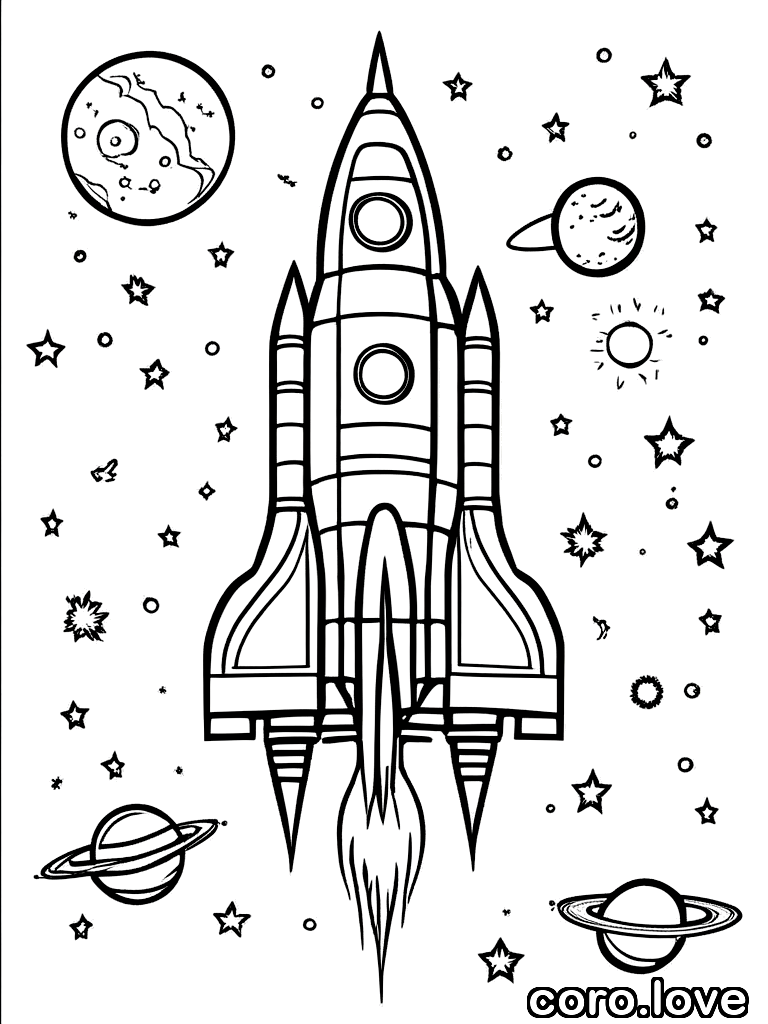 rocket coloring page - Rocket