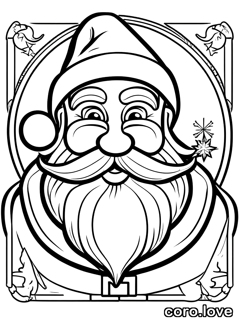 santa coloring page - Happy Santa