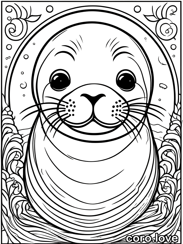 seal coloring page - Happy Seal