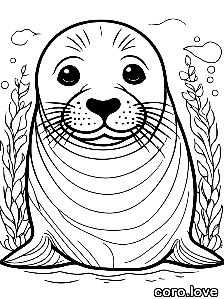 seal coloring page - Cute Seal