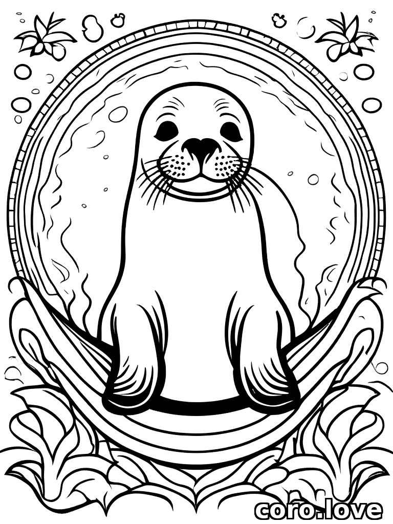 seal coloring page - Happy Seal