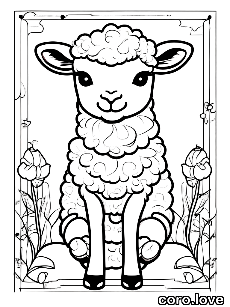 sheep coloring page - Cute Sheep