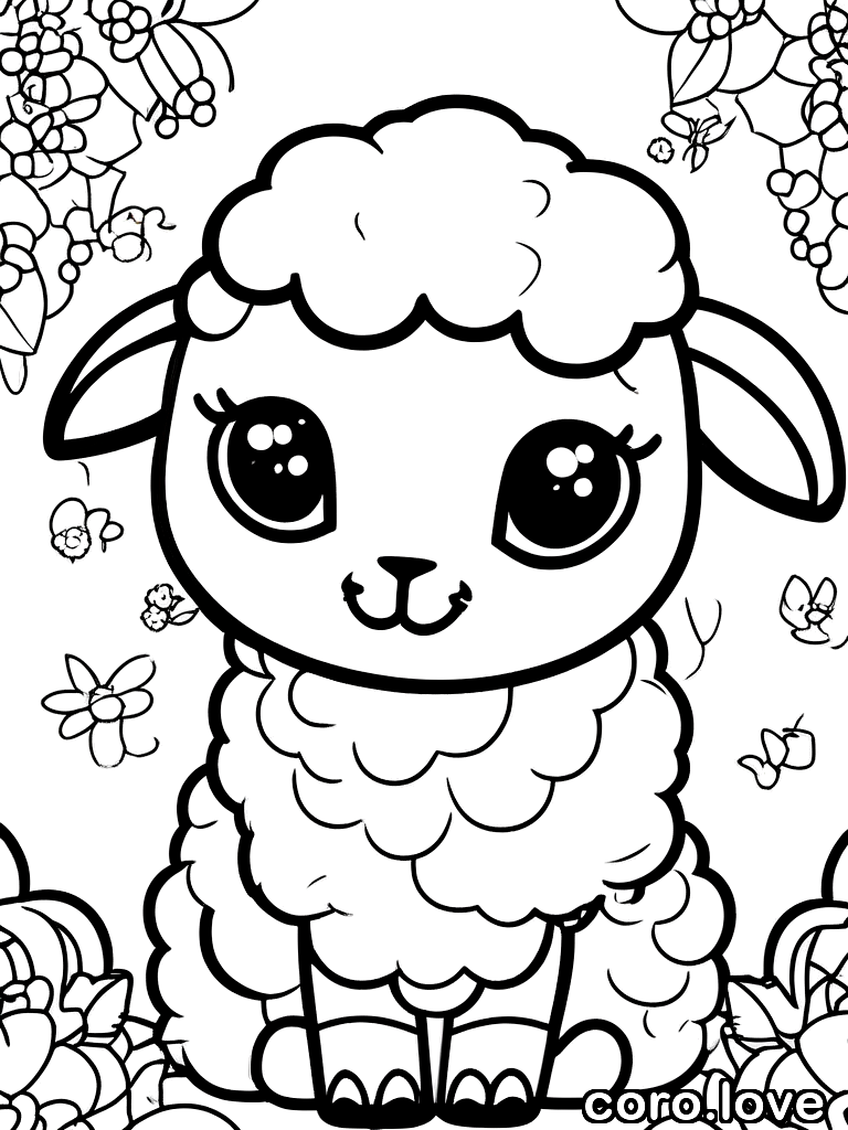 sheep coloring page - Baby Sheep