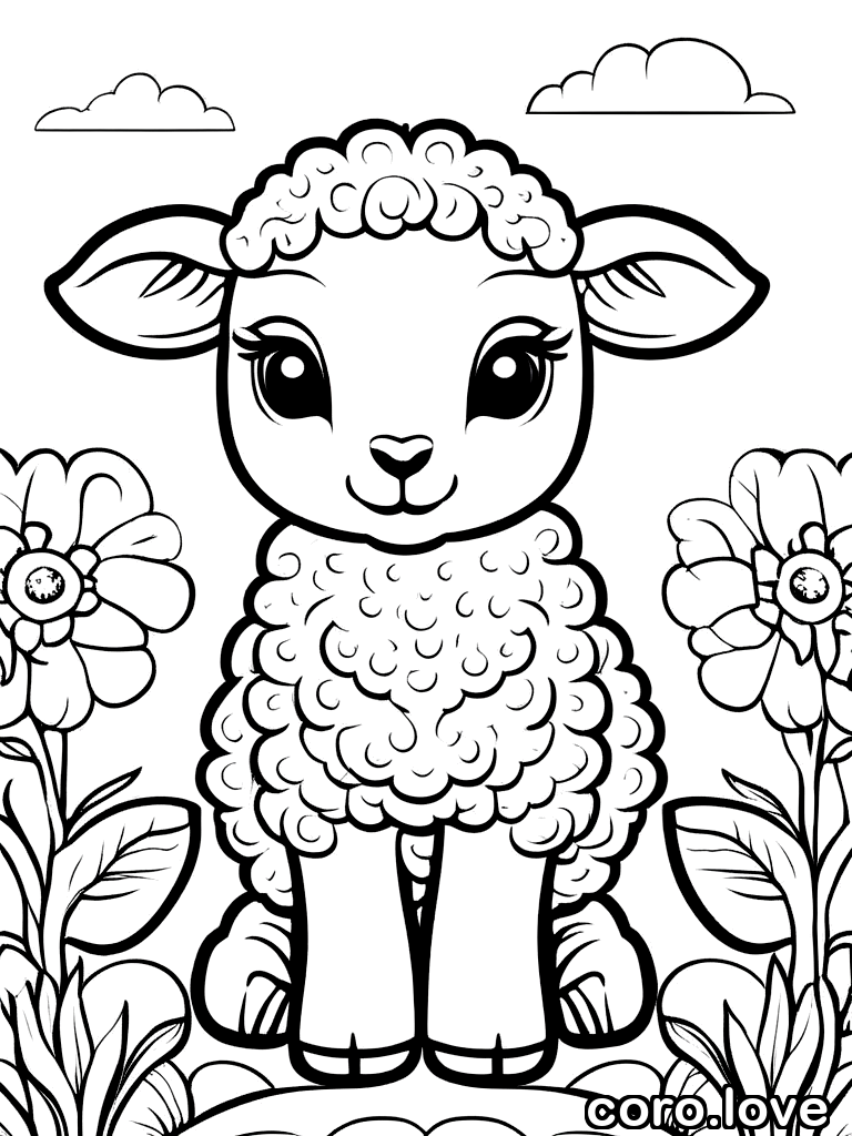 sheep coloring page - Cute Sheep