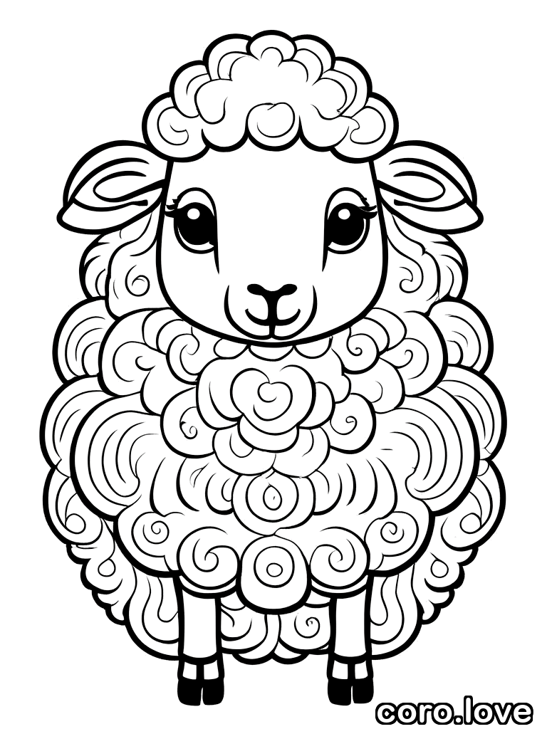 sheep coloring page - Fluffy Sheep