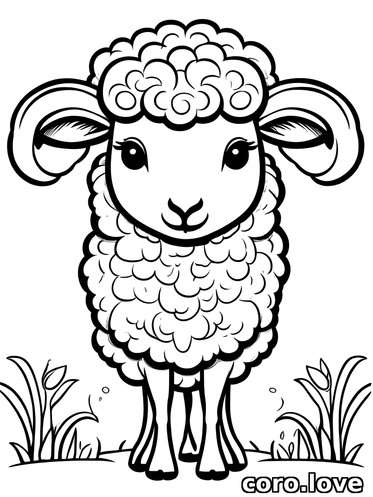 sheep coloring page - Cute Sheep