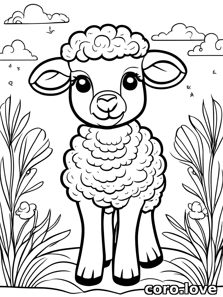 sheep coloring page - Cute Sheep