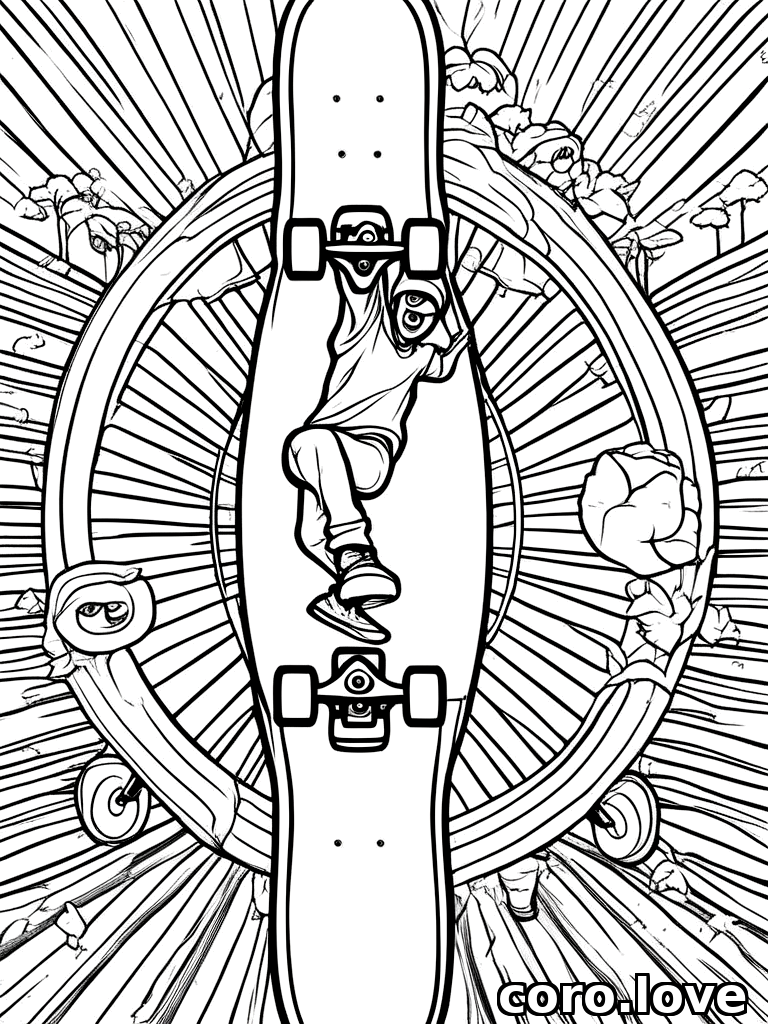 skateboard coloring page - Skateboard