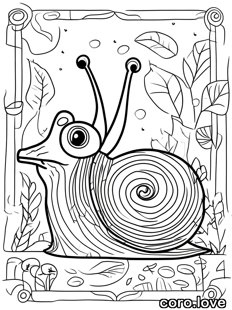 snail coloring page - Fluffy Snail