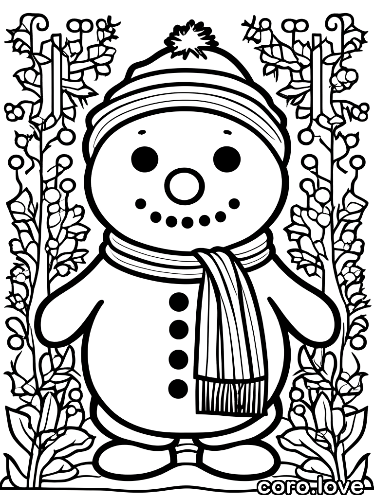 snowman coloring page - Cute Snowman