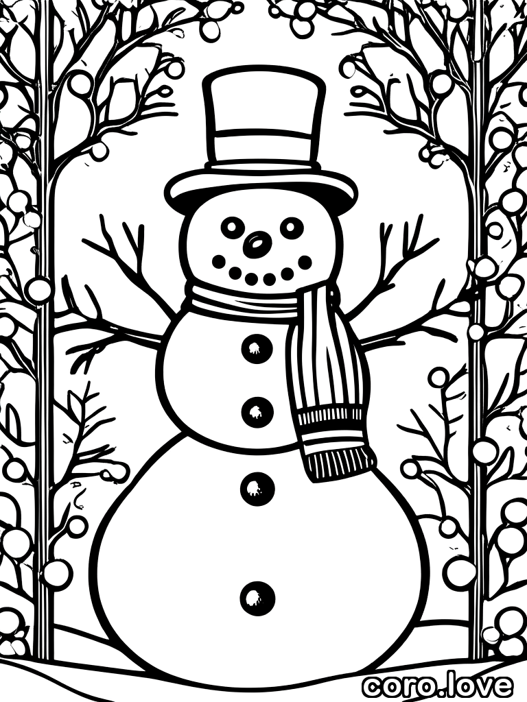 Free Snowman coloring page for printing