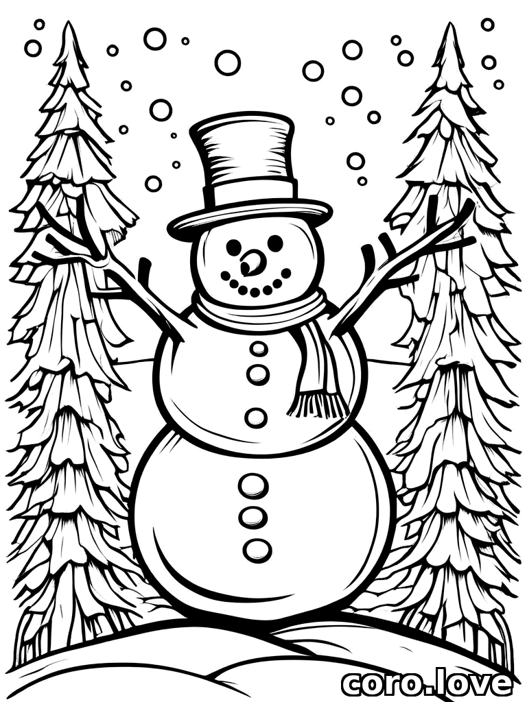 snowman coloring page - Snowman
