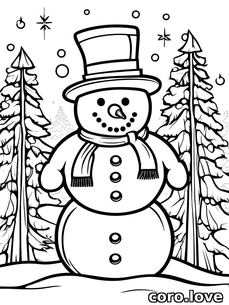 snowman coloring page - Cute Snowman