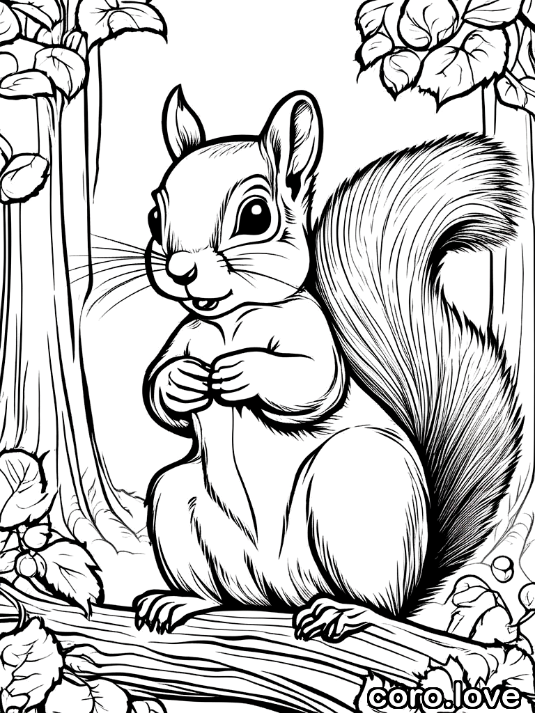 squirrel coloring page - Cute Squirrel