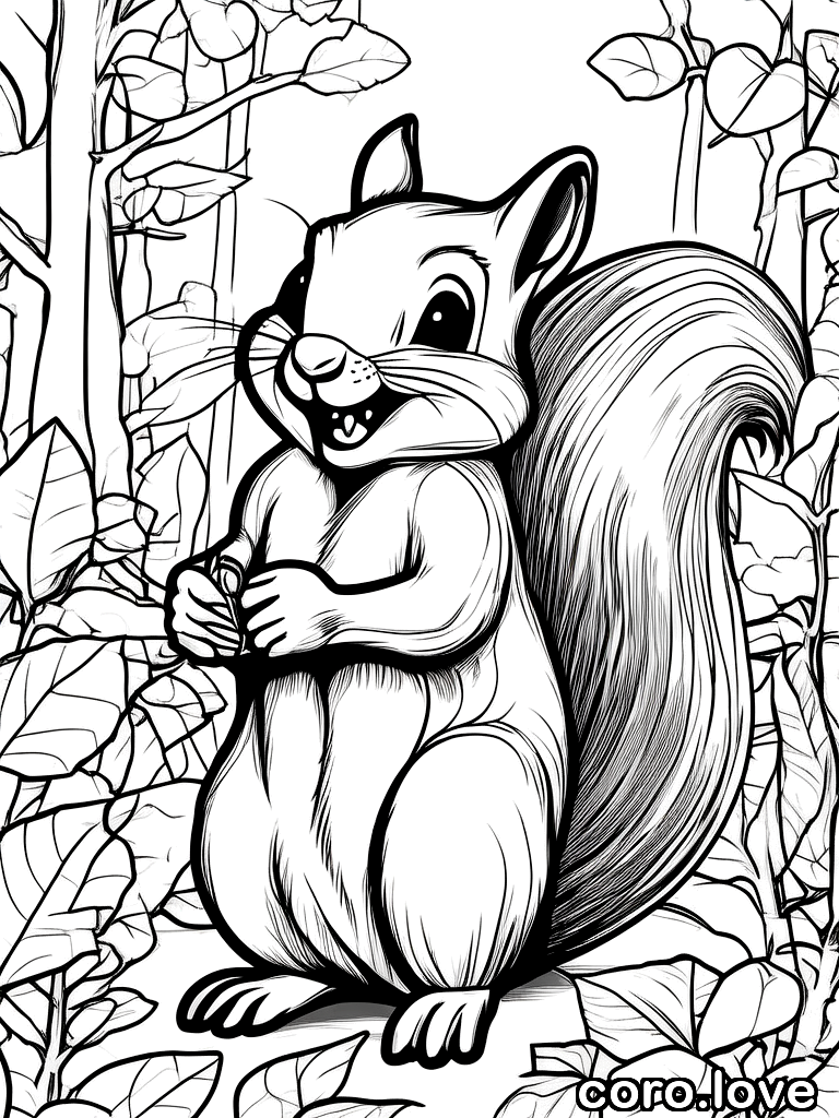 squirrel coloring page - Adorable Squirrel