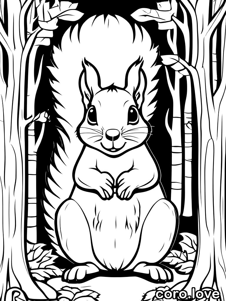 squirrel coloring page - Cute Squirrel