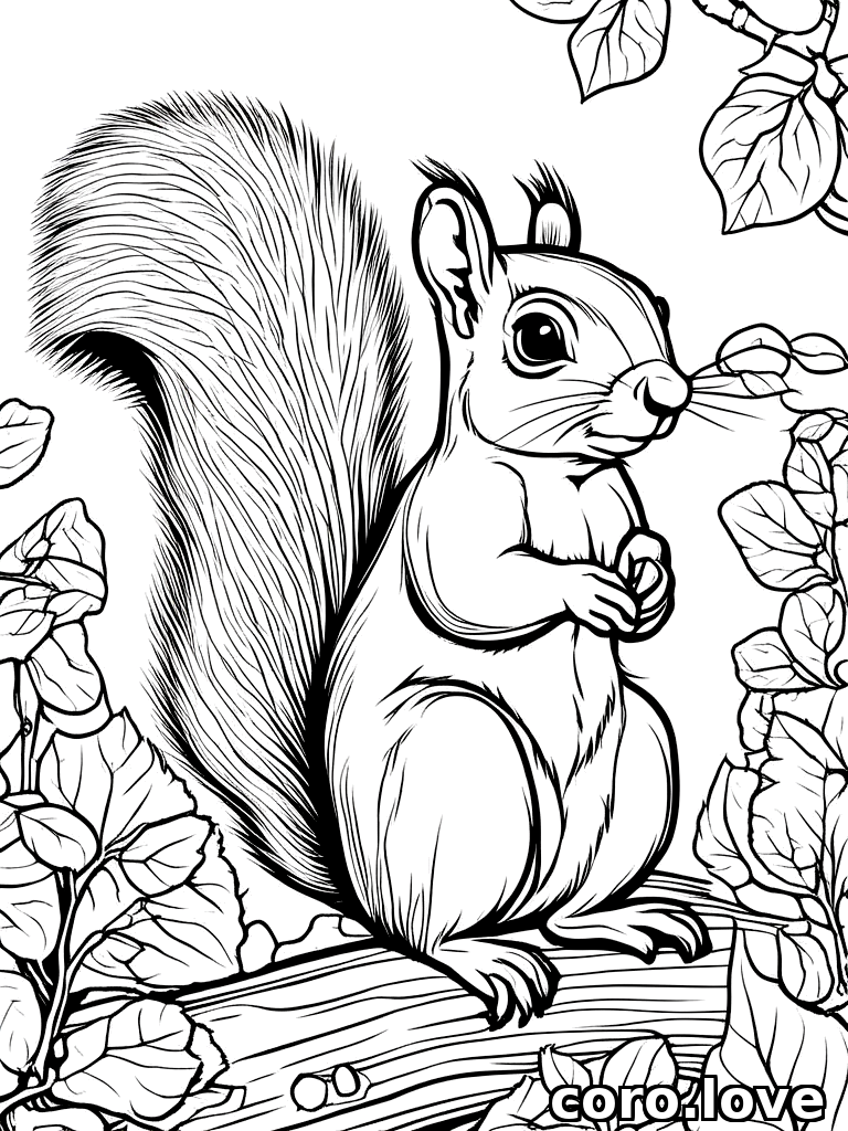 squirrel coloring page - Cute Squirrel