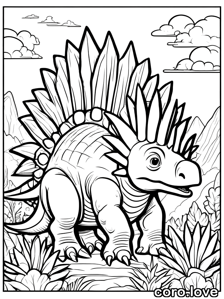 friendly stegosaurus, ColoringBookAF, coloring book, isolated on white, simple minimal design, no decorations, no borders